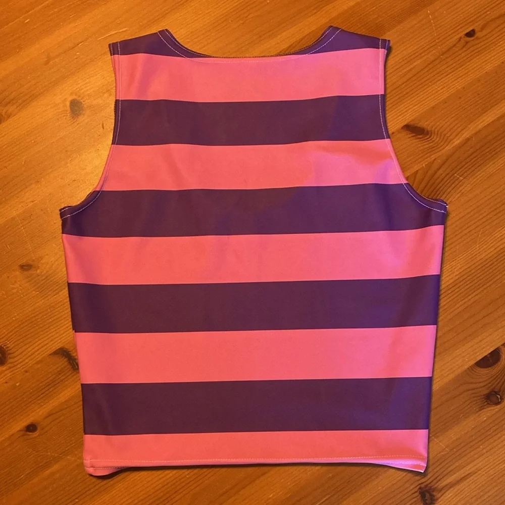 Striped Pink & Purple Crop Tank Top for Women - Picture 3 of 4